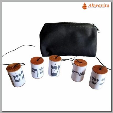 Kit de 5 Pêndulos Cabalísticos Madeira com 24 Camisas